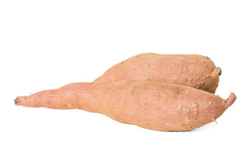 Fototapeta premium High-resolution photograph of fresh Japanese sweet potato isolate on white, taken with a high-resolution 45MP camera