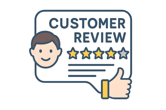 Customer review symbol for the concept of satisfaction and service.