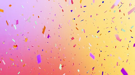Colorful confetti falling gracefully over a festive gradient background filled with vibrant hues and joyful atmosphere