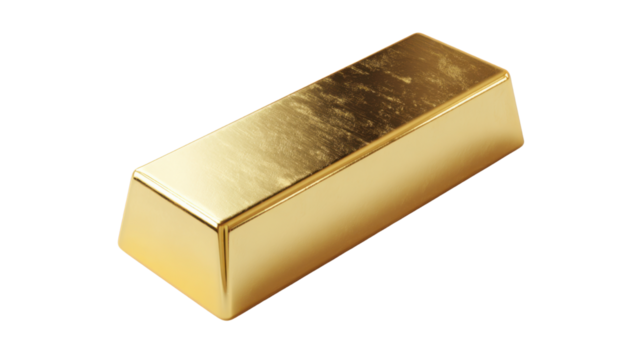 Shiny gold bullion bar reflecting luxury wealth investment value and financial security symbol for business success prosperity and global growth on white background
