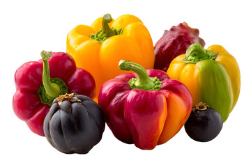 A variety of colorful peppers arranged