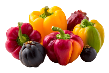 A variety of colorful peppers arranged