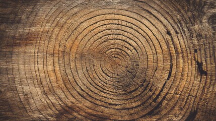 Naklejka premium Close-up View of Tree Ring Patterns on Cross-Section of Wooden Log Revealing Natural Texture and Age Details