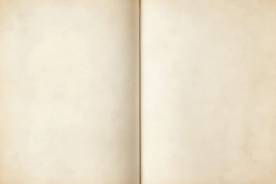 Vintage blank book page spread with soft aged paper texture and natural lighting for journaling, mockup, and design projects