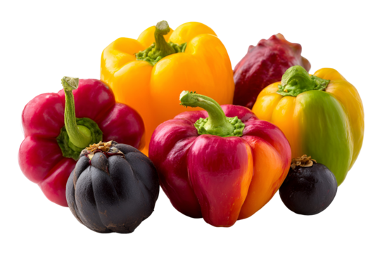 A variety of colorful peppers arranged
