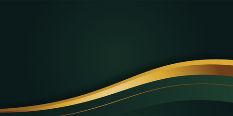 Abstract wavy luxury dark green and gold background. Graphic design element. © Muhammad