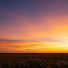 Expansive natural background featuring the vibrant meeting of warm sunset colors across a vast, endless landscape and open sky ,outdoor ,tranquil ,dramatic