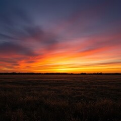 Expansive natural background featuring the vibrant meeting of warm sunset colors across a vast, endless landscape and open sky ,natural ,morning ,scene