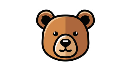 Obraz premium Adorable cartoon bear face illustration with friendly eyes and a cute smile, perfect for children's themes and branding