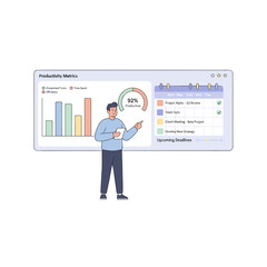 Business Professional Analyzing Financial Growth Charts and Graphs on an Interactive Digital Dashboard Presentation With Data Visualization Charts and Upward Trends