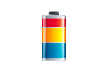 A battery featuring a prominent lightning bolt symbol, isolated on transparent background