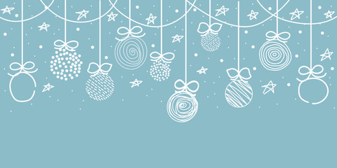Vector festive background with Christmas balls drawn in runes. Suitable for cards, banners, and invitations.