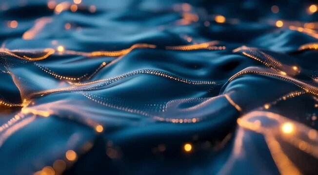 A dynamic, fluid surface moving like a river of lights, with each shift matching the swell of a melody in an orchestral piece  