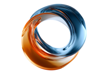 A blue and orange swirl, isolated on transparent background