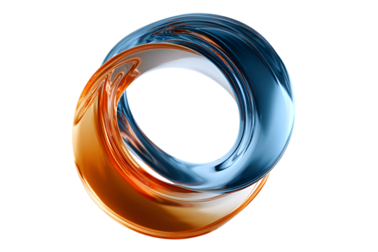 A blue and orange swirl, isolated on transparent background