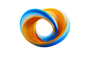 A blue and orange swirl, isolated on transparent background