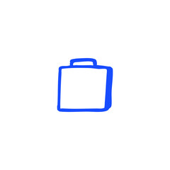 Blue outlined square bag, simple illustration