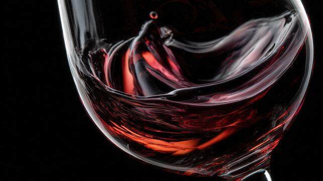 glass of red wine swirling in elegant wine glass - Powered by Adobe