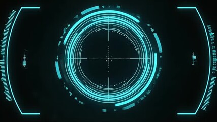 Futuristic targeting system animation with glowing elements and crosshairs, perfect for modern technology or innovative user interface designs - Powered by Adobe