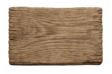 Rustic brown wood plank board displaying natural grain texture and old weathered surface with transparent background