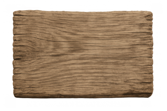 Rustic brown wood plank board displaying natural grain texture and old weathered surface with transparent background