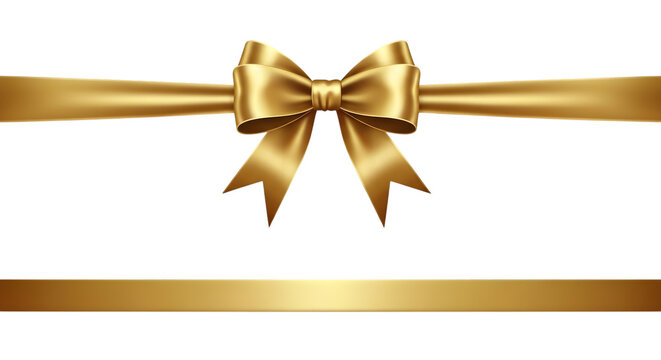 Elegant golden ribbon and bow isolated on transparent background, symbolizing luxury, celebration, and gift wrapping - Powered by Adobe