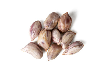 High-resolution photograph of boil tiger stripe peanut  isolate on white, taken with a high-resolution 45MP camera