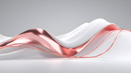 Elegant Abstract Wave Design with White and Rose Gold Accents.