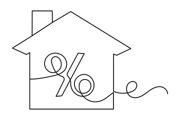 Percent icon continuous one line drawing minimalist outline vector illustration
