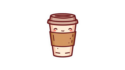 Cute Coffee Cup Sticker Illustration