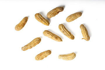 High-resolution photograph of boil tiger stripe peanut  isolate on white, taken with a high-resolution 45MP camera