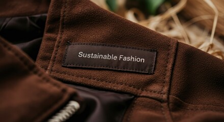 Sustainable Fashion Label on Brown Suede Jacket