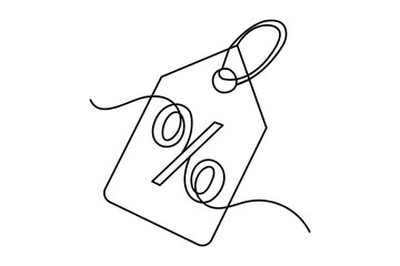 Percent icon continuous one line drawing minimalist outline vector illustration

