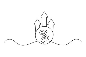 Percent icon continuous one line drawing minimalist outline vector illustration
