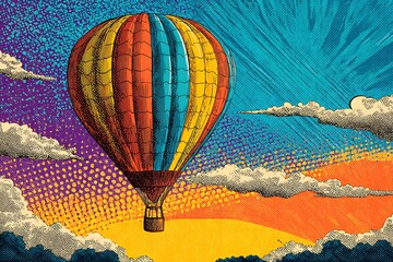 Obraz premium pop art style hot air balloon
