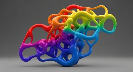 Abstract colorful fluid shape on dark gray background