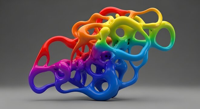 Abstract colorful fluid shape on dark gray background