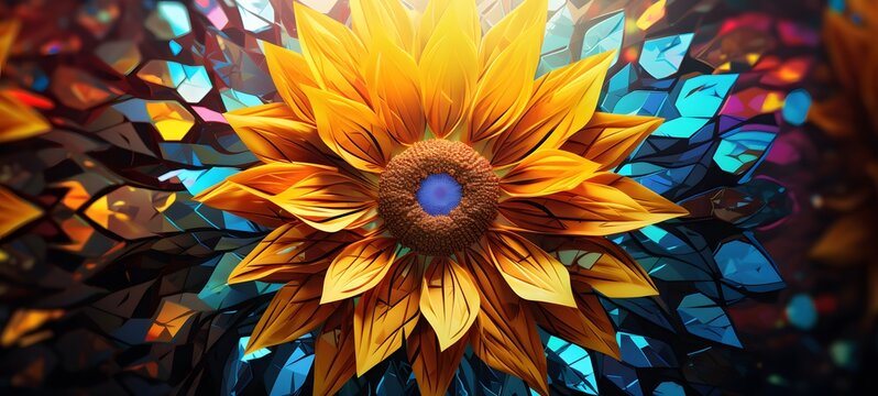 silhouette of sun flower,generative AI