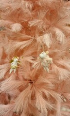  winter pink Christmas tree with toy mice in pink, Christmas concept, decor and home celebration, shopping, Christmas interior, winter card