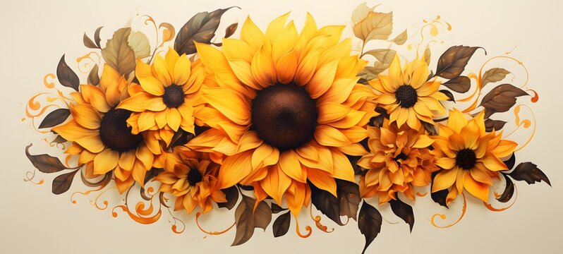 silhouette of sun flower,generative AI