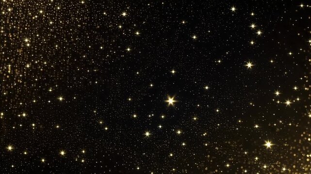Golden starlight sparkles against the dark sky, creating a magical celebration