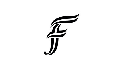 Obraz premium Black abstract letter F logo design with flowing lines