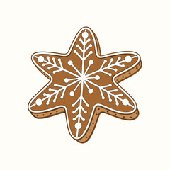 Brown Christmas Cookie Vector Illustration Isolated 