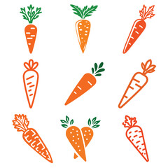 Set of 9 carrot icons