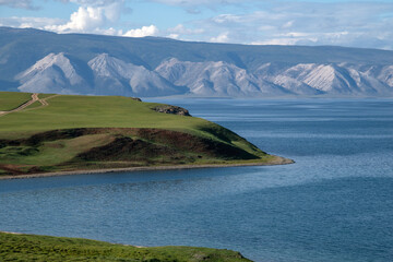 View of the Kharantsy Peninsula. Olkhon, Lake Baikal, Khuzhir Bay, Russia