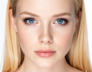 Obraz premium Portrait of a fair-skinned person with blue eyes and blonde hair