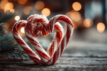 Heart-Shaped Candy Cane Christmas Decorations: Festive Sweet Treats for a Cozy Seasonal Celebration with Holiday Magic and Classy Aesthetics