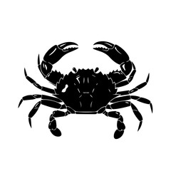 A striking black silhouette of a crab with its claws raised.