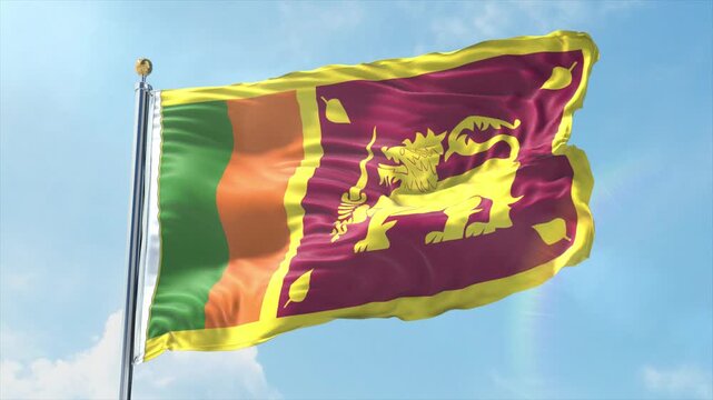 4K Sri Lanka flag waving in the wind - realistic Sri Lanka flag animation in high resolution, perfect for Sri Lanka national day, independence, travel and patriotic video projects