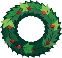 Fototapeta premium Traditional christmas holly wreath with red berries